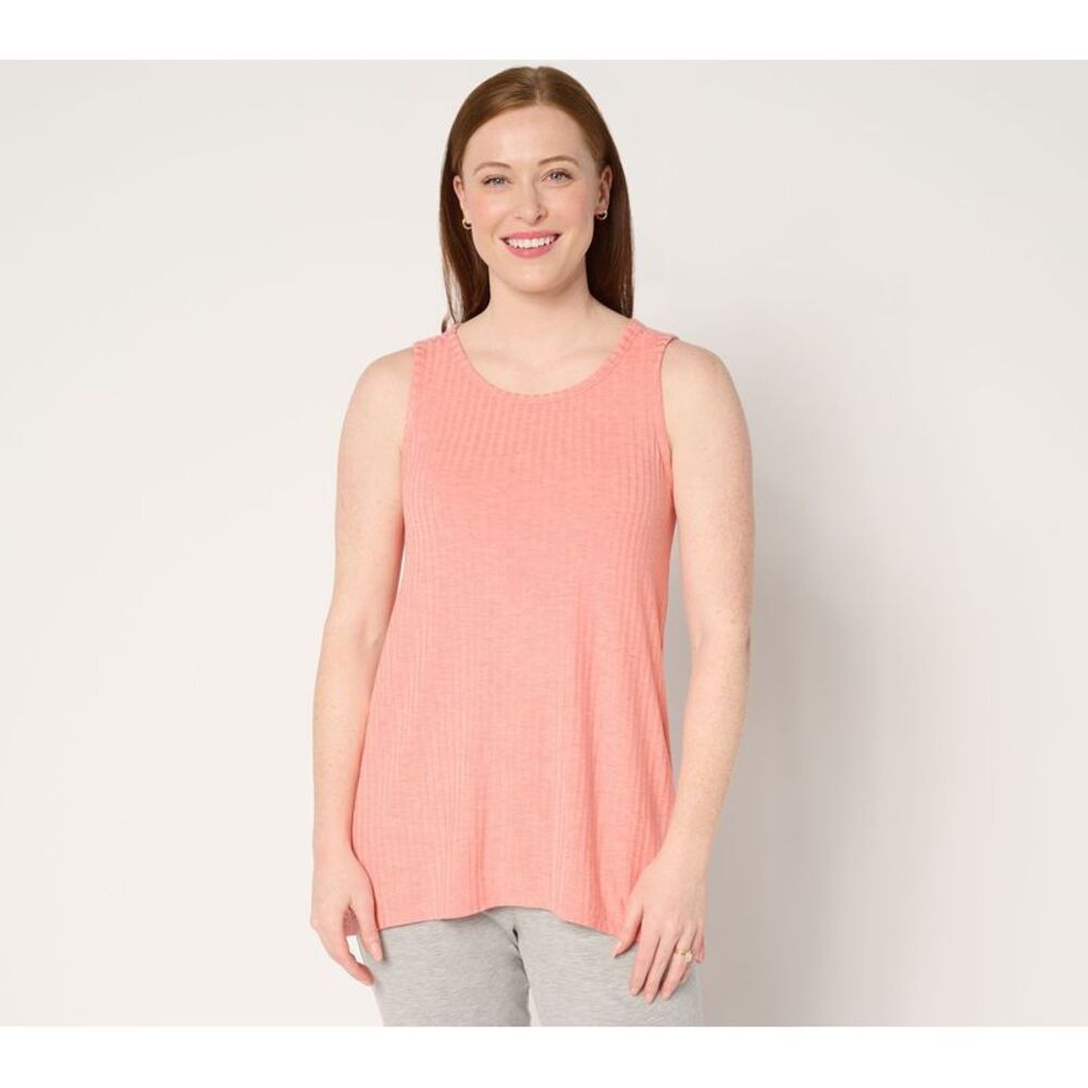 SUNNYLiFE Women's Top Sz L Radiant Rib High Neck Swing Tank Support Pink A686342